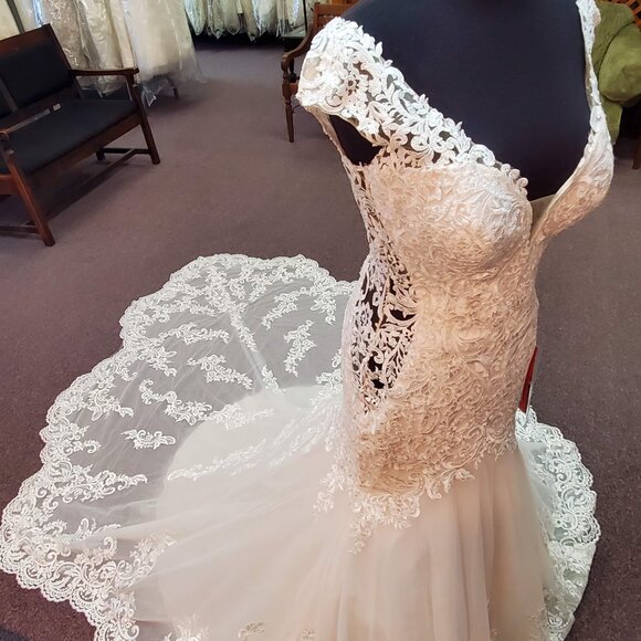 Mori Lee 5815 Size 6 Ivory/Blush Fit & Flare Lace Bridal/Wedding Dress - Picture 6 of 6